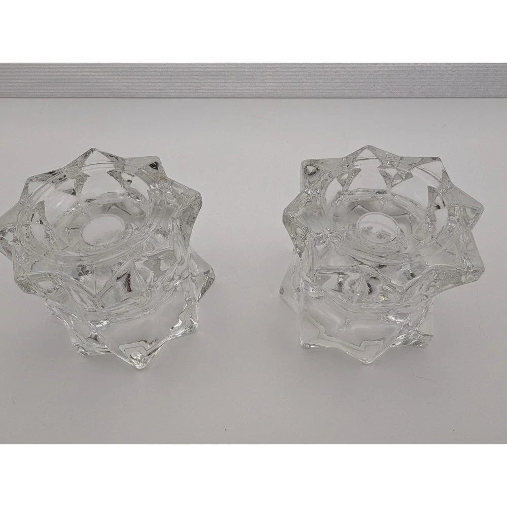 Mikasa Sparkling Star Crystal Votive & Taper Candle Holders Set of 2